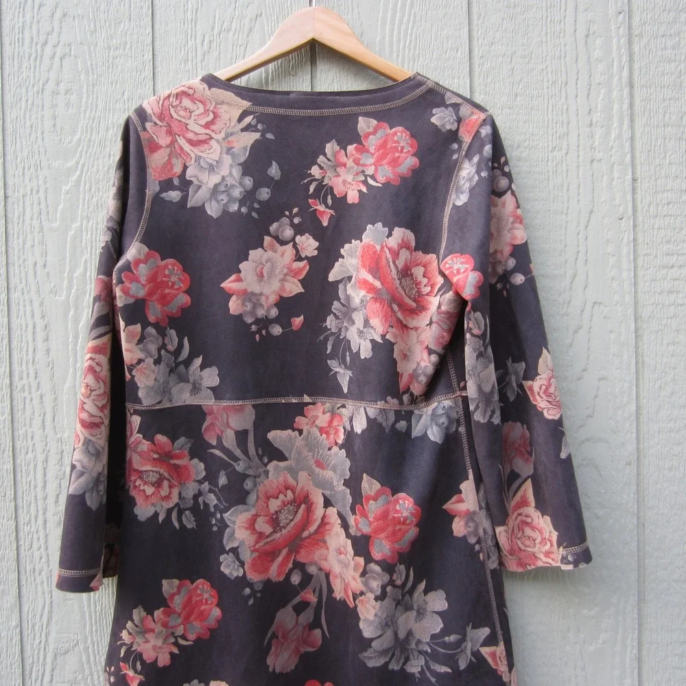 Solitaire Jacket Size M Brown Floral Faux Suede Boho Festival Flower Anthropolog